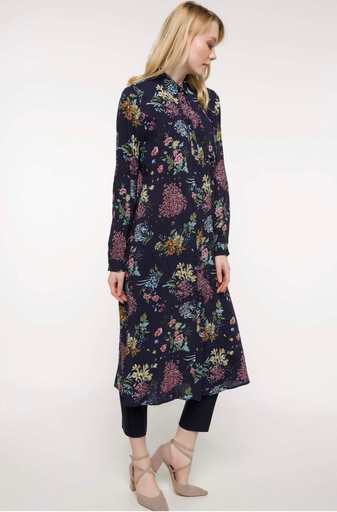 Çiçek Desenli Uzun Elbise - Görsel 3