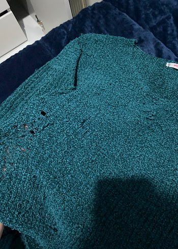 Kadın Yeşil Örgü Uzun Kollu Kazak - Görsel 2