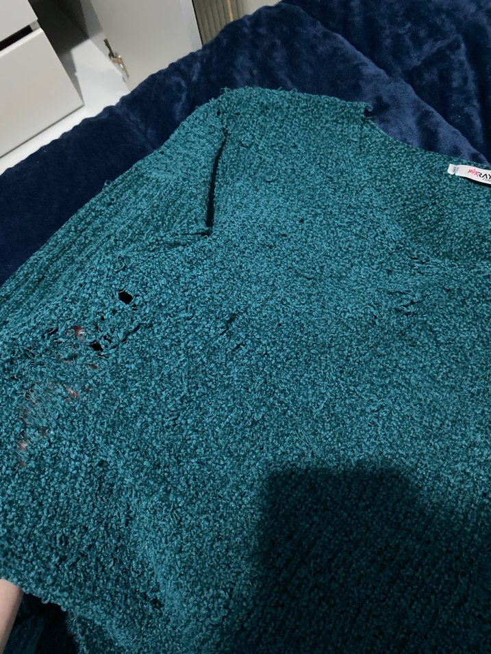 Kadın Yeşil Örgü Uzun Kollu Kazak - Görsel 2