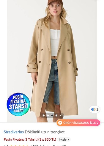 Stradivarius Bej Midi Trençkot