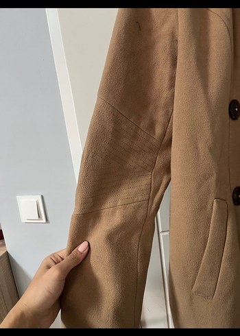 Bej Süet Midi Kadın Kaban - Görsel 2