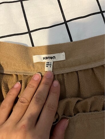 Koton Taba renk yüksek bel süet etek
