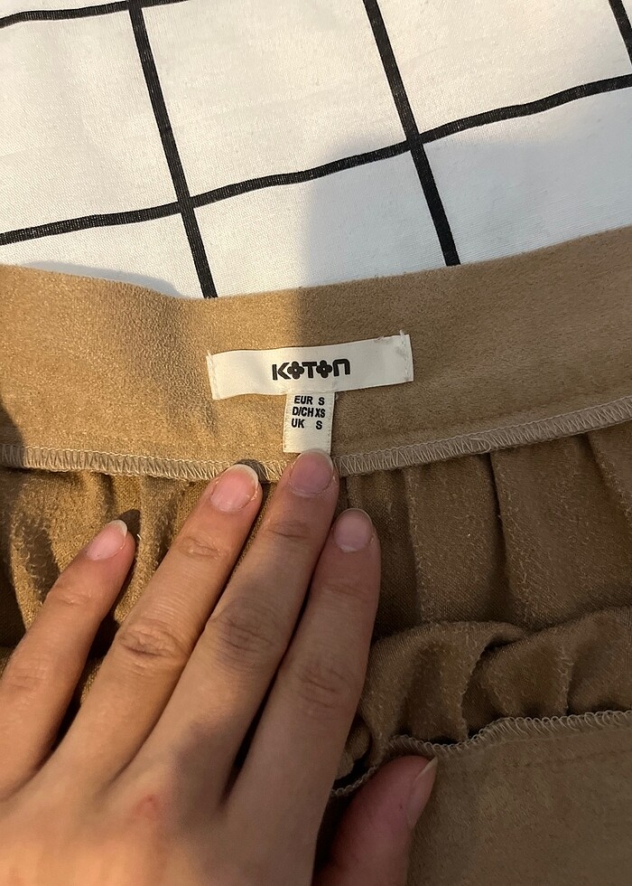 Taba renk yüksek bel süet etek - Görsel 2