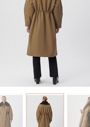 Kadın Bej Süet Kemerli Uzun parka - Görsel 4