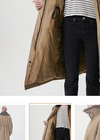 Kadın Bej Süet Kemerli Uzun parka - Görsel 3