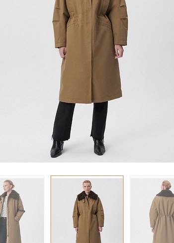 Kadın Bej Süet Kemerli Uzun parka - Görsel 5