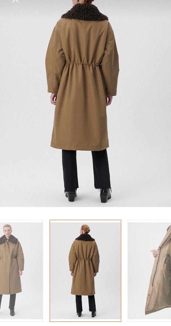 Kadın Bej Süet Kemerli Uzun parka - Görsel 4
