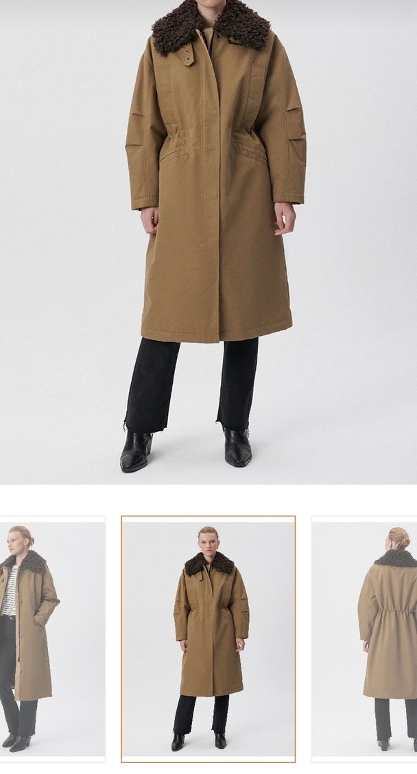 Kadın Bej Süet Kemerli Uzun parka - Görsel 5