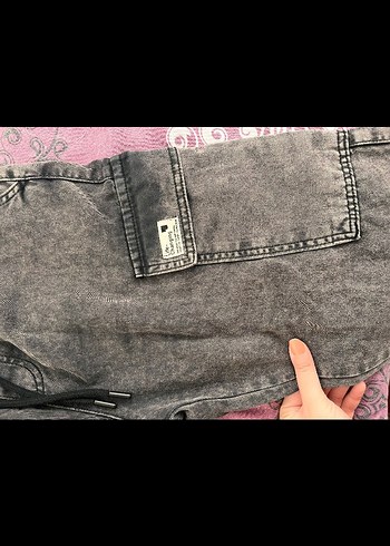 Gri Bağlamalı Mini Kot Şort erkek bedeni 32/38 - Görsel 3