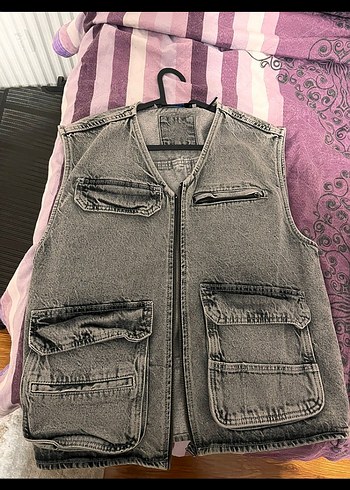 Gri erkek Denim Yelek - Görsel 3