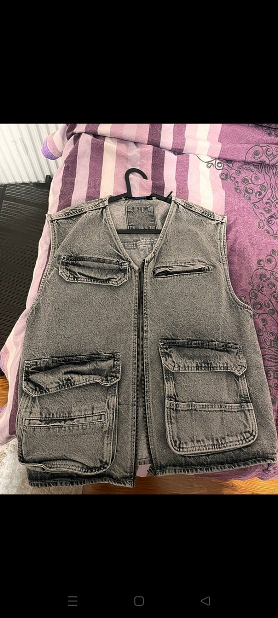 Gri erkek Denim Yelek - Görsel 3