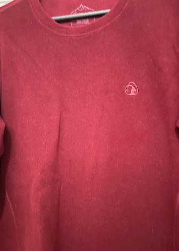 Bordo erkek Sweatshirt, Yuvarlak Yaka, Salaş - Görsel 2