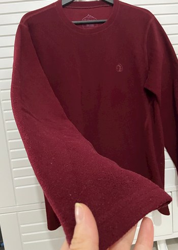 Bordo erkek Sweatshirt, Yuvarlak Yaka, Salaş - Görsel 3