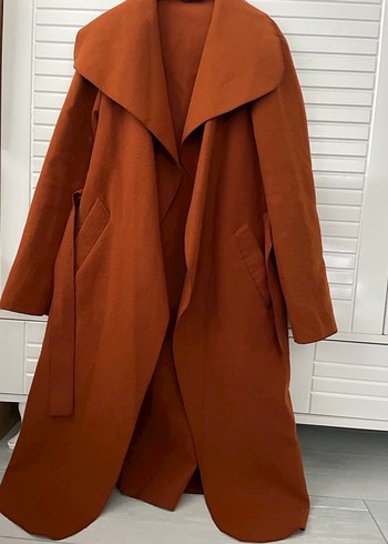 Kadın Kahverengi Uzun Dökümlü Kaban - Görsel 6