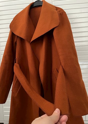 Kadın Kahverengi Uzun Dökümlü Kaban - Görsel 2