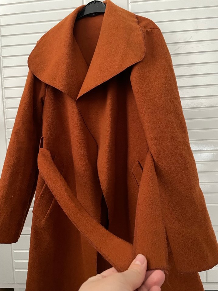 Kadın Kahverengi Uzun Dökümlü Kaban - Görsel 2