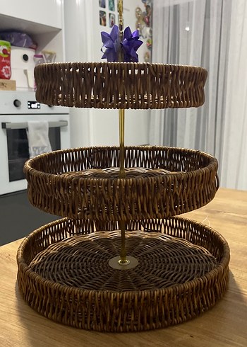 Parlak Kahverengi Örgü Sepet - Görsel 4