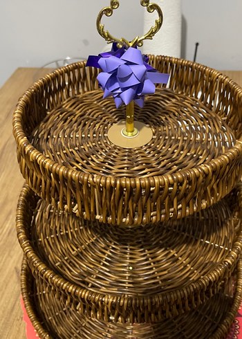 Parlak Kahverengi Örgü Sepet - Görsel 2