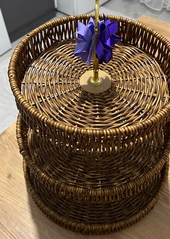 Parlak Kahverengi Örgü Sepet - Görsel 5