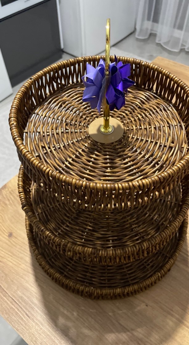 Parlak Kahverengi Örgü Sepet - Görsel 5