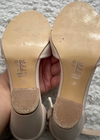 Bej Tokalı Blok Topuk Kadın Abiye Ayakkabı - Görsel 3