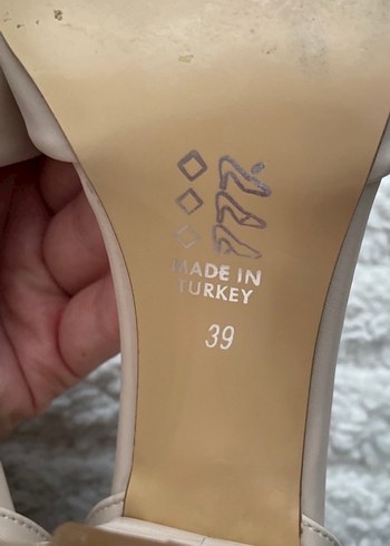 Bej Tokalı Blok Topuk Kadın Abiye Ayakkabı - Görsel 4