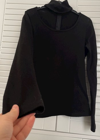 Siyah Yüksek Yakalı Uzun Kollu Kadın Kazak - Görsel 2