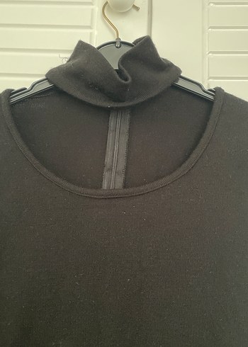 Siyah Yüksek Yakalı Uzun Kollu Kadın Kazak - Görsel 3