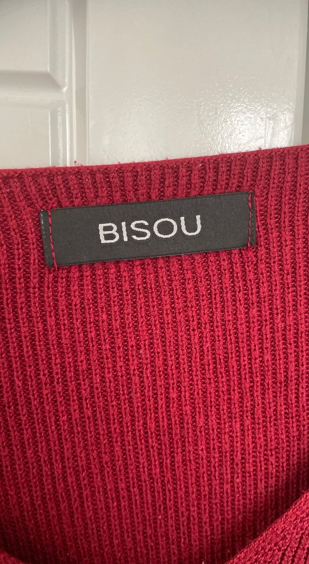 Bordo V Yaka Kadın Örgü Yün Kazak - Görsel 4