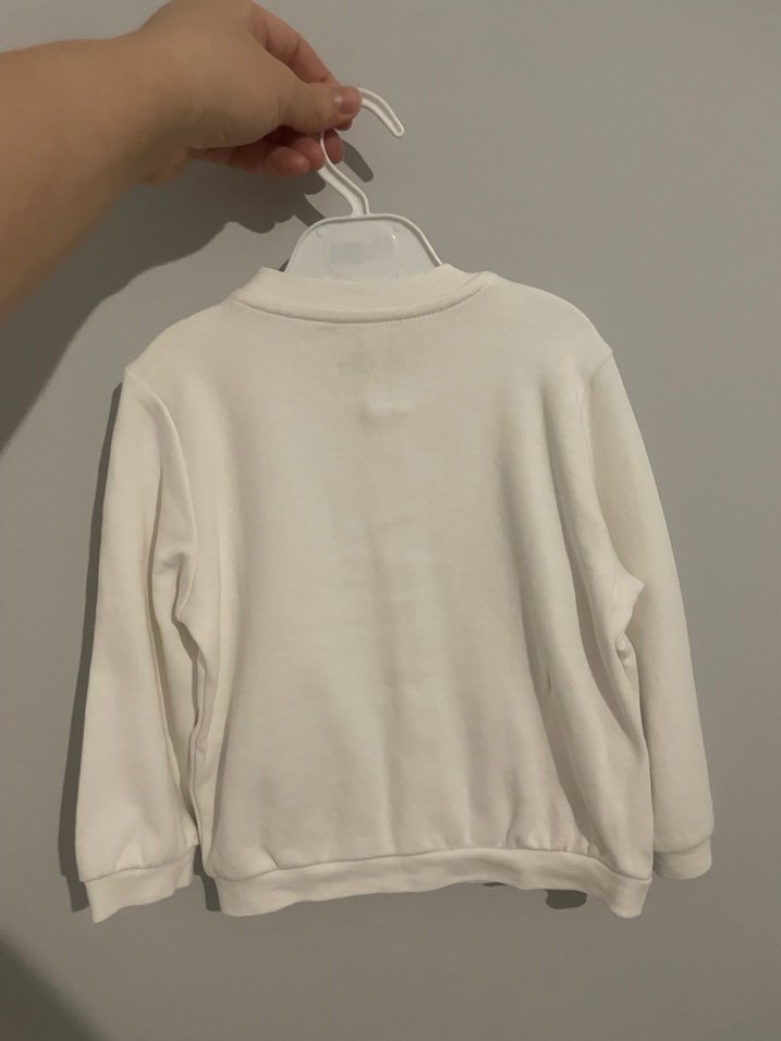 Çocuk beyaz Düğmeli Uzun Kollu Hırka - Görsel 3