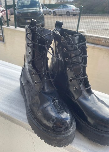 Siyah Platform Topuklu Punk Tarzı Kadın Bot - Görsel 8