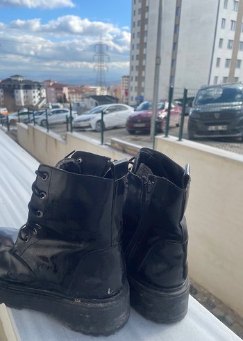 Siyah Platform Topuklu Punk Tarzı Kadın Bot - Görsel 5