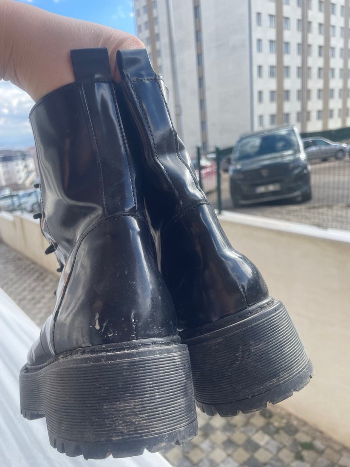 Siyah Platform Topuklu Punk Tarzı Kadın Bot - Görsel 2