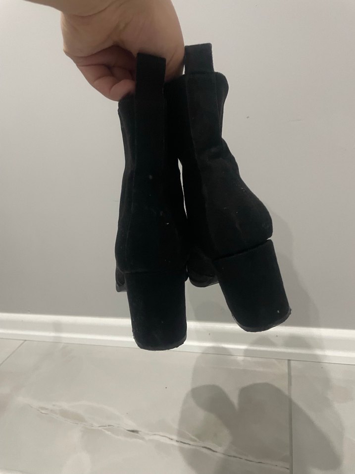 Siyah Süet Tokalı Blok Topuklu Kadın Bot - Görsel 5