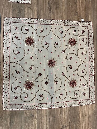 14 parça boncuk işlemeli salon örtü takımı - Görsel 7