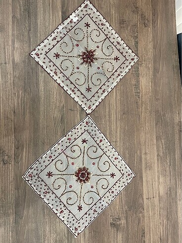 14 parça boncuk işlemeli salon örtü takımı - Görsel 6