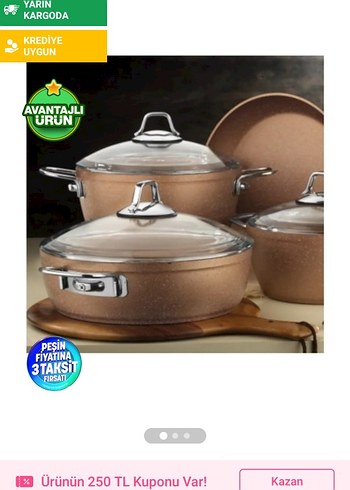 kutahya porselen marka  kahverengi cam kapaklı tencere seti - Görsel 12