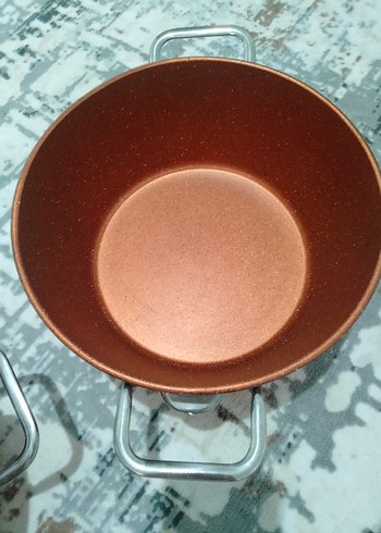 kutahya porselen marka  kahverengi cam kapaklı tencere seti - Görsel 8