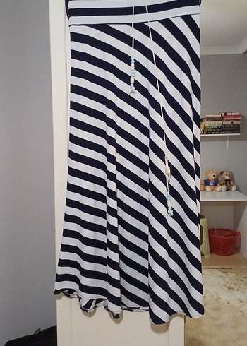 Zara Çizgili Pilili Uzun Kadın Etek