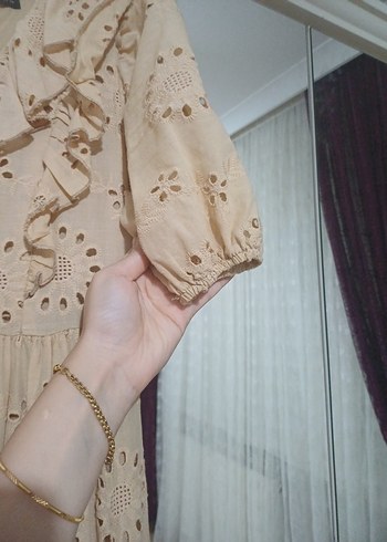 Bej Nakışlı Bohem Uzun Elbise - Görsel 10