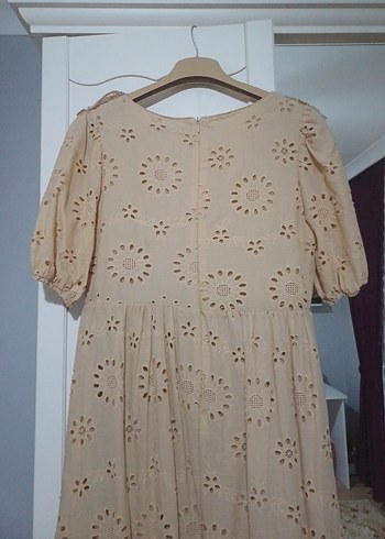 Bej Nakışlı Bohem Uzun Elbise - Görsel 5