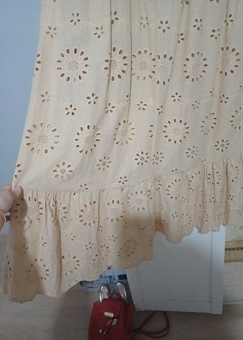 Bej Nakışlı Bohem Uzun Elbise - Görsel 6