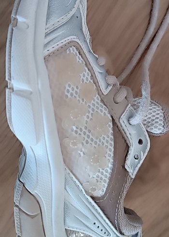 Kız Çocuk Beyaz Gri Bağcıklı Spor Ayakkabı - Görsel 5