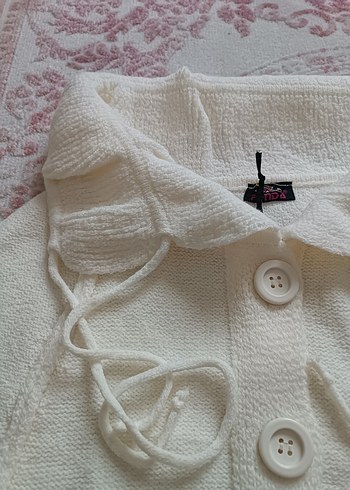 Beyaz Örgü Bohem KadınHırka - Görsel 3