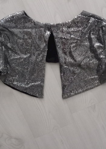 Gri Payetli Uzun Kollu Bolero,kadın - Görsel 3