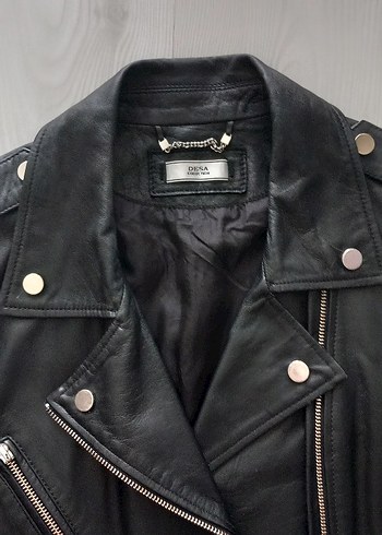 xl Beden siyah Renk Siyah Deri Biker Ceket, Tokalı, Normal Boy