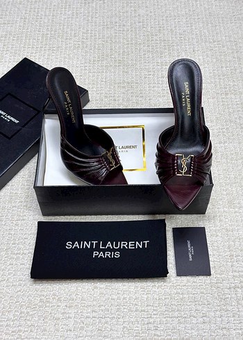 Yves Saint Laurent Saınt laurent Bordo Stiletto Topuklu Kadın Terlikler