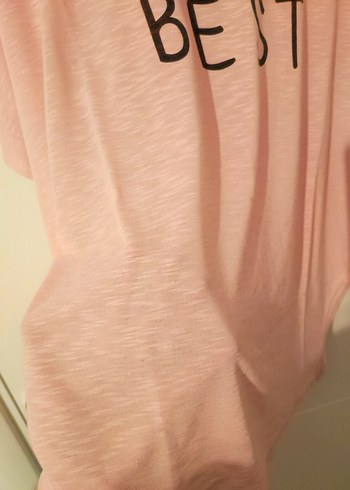 Pembe Baskılı Loose Fit Kadın Tişört - Görsel 3