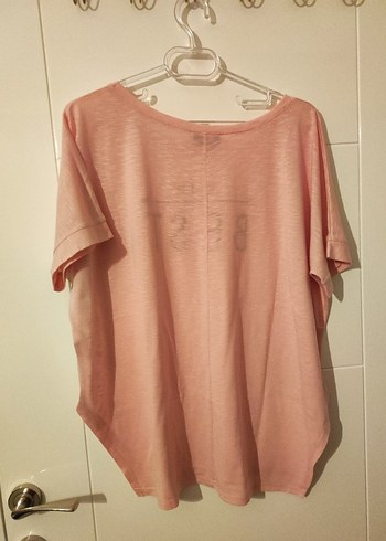 Pembe Baskılı Loose Fit Kadın Tişört - Görsel 2