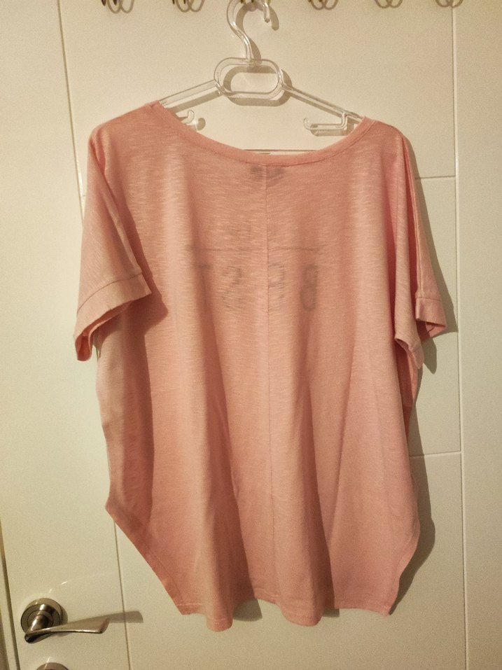 Pembe Baskılı Loose Fit Kadın Tişört - Görsel 2